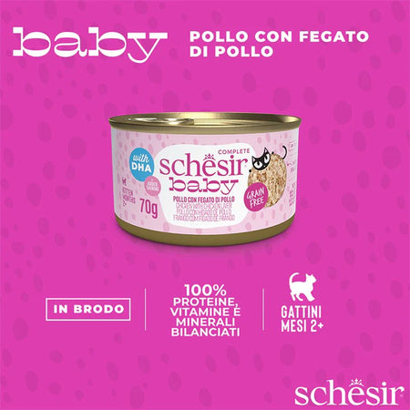 Schesir Baby Pollo con Fegato di Pollo Scatoletta per Gatti Cuccioli 70gr