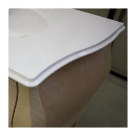MOBILI 2G - Mobile bagno 6 cassetti bombato con doppio lavello legno grezzo 162x58x83
