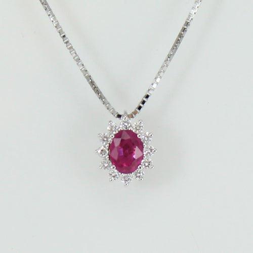 Collana donna Mirco Visconti in oro bianco con rubino e diamanti