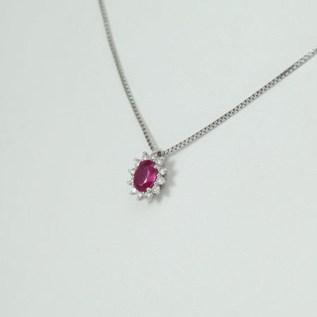 Collana donna Mirco Visconti in oro bianco con rubino e diamanti