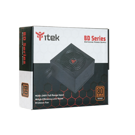 Alimentatore Itek BD500 - 500W Output - Ventola HDB 12cm - 80 Plus EU Bronze - PFC Attivo - ATX