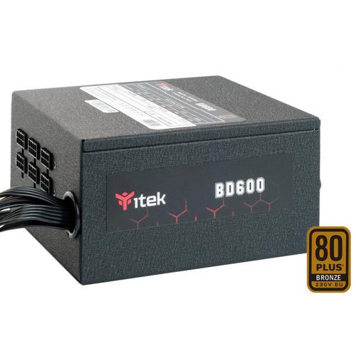 Alimentatore Itek BD600 - 600W Output - Semi-Modulare - Ventola HDB 12cm - 80 Plus EU Bronze - PFC Attivo - ATX