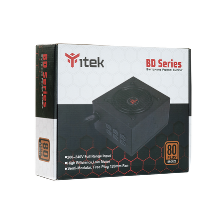 Alimentatore Itek BD700 - 700W Output - Semi-Modulare - Ventola HDB 12cm - 80 Plus EU Bronze - PFC Attivo - ATX