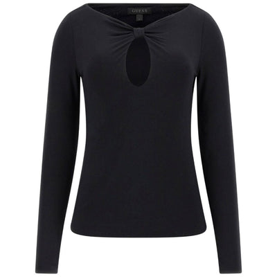Guess maglia nera in modal con scollo goccia W5YP33KACM2JBLK