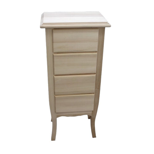 MOBILI 2G -  Cassettiera classica 4 cassetti legno grezzo 38x25x86 (3035)