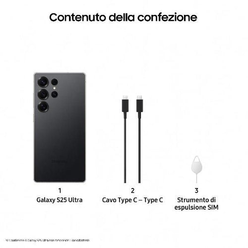 Samsung galaxy s25 ultra smartphone ai, display 6.9'' qhd+ dynamic amoled 2x, fotocamera 200mp, ram 12gb, 512gb, 5.000 mah, titanium black - SM-S938BZKGEUE