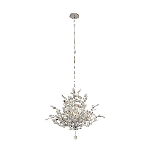 Lampadario Contemporaneo Mazzo Acciaio Cromo Vetro Trasparente 7 Luci E14