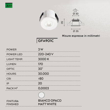 Faretto incasso alluminio Gea Led GLAM GFA901C LED spot tondo moderno