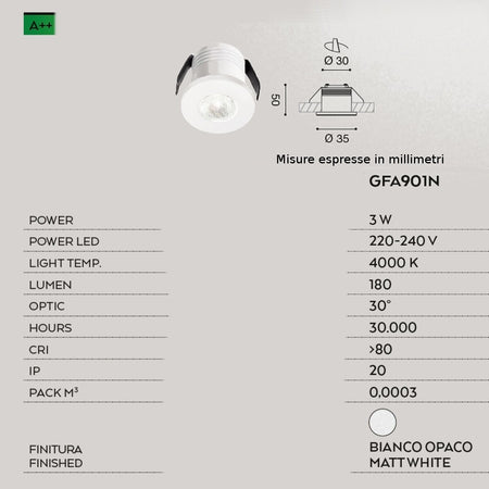 Faretto incasso alluminio Gea Led GLAM GFA901N LED spot tondo moderno