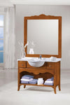 MOBILI 2G - MOBILE BAGNO 108 CM IN LEGNO GREZZO LAVABO 2 CASSETTI E CORNICE SPECCHIO