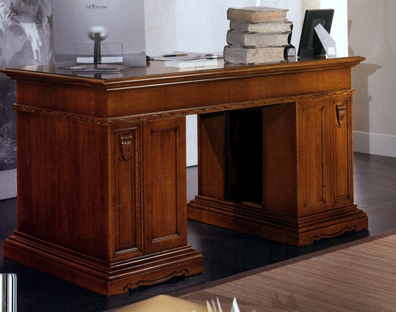 MOBILI 2G - SCRIVANIA PORTA PC ARTE POVERA IN LEGNO TINTA NOCE 160X80X87