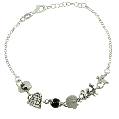 Bracciale donna coccu con simboli sardegna dea madre pavoncella moro nuraghe