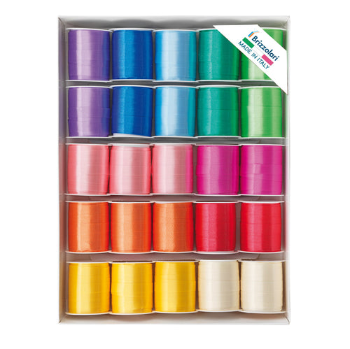 25 Rocche Nastro Liscio 6800 10Mmx10Mt Colori Assortiti Primavera Brizzolari