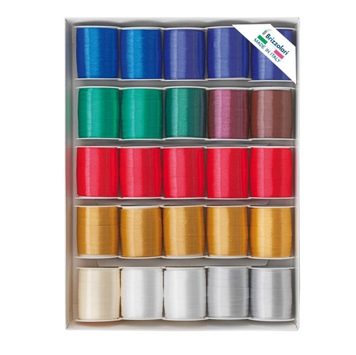 25 Rocche Nastro Liscio 6800 10Mmx10Mt Colori Assortiti Natale Brizzolari