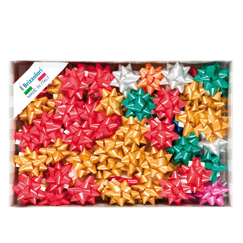 100 Stelle Nastro Liscio 6800 14Mmxd6,5Cm Colori Assortiti Natale Brizzolari