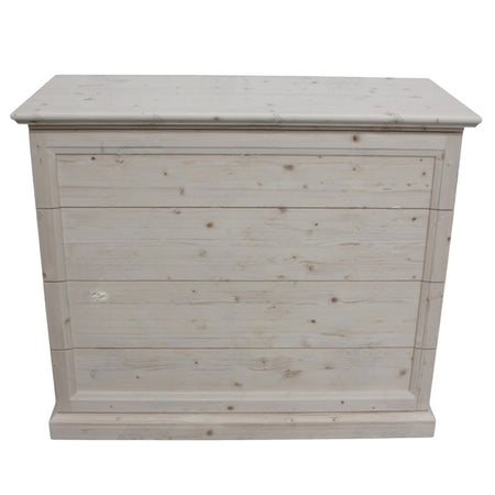 MOBILI 2G -  Cassettiera classica 4 cassetti legno massello abete grezzo 116x53x98 (3358)