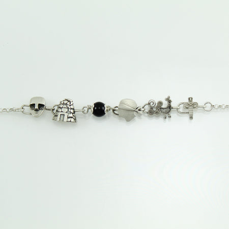 Bracciale donna coccu con simboli sardegna dea madre pavoncella moro nuraghe