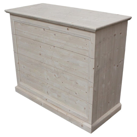 MOBILI 2G -  Cassettiera classica 4 cassetti legno massello abete grezzo 116x53x98 (3358)