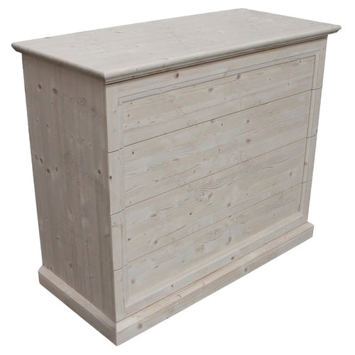 MOBILI 2G -  Cassettiera classica 4 cassetti legno massello abete grezzo 116x53x98 (3358)