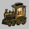 Locomotiva Babbo Natale con glitter led trenino natalizio in plastica marrone 16 cm decorazione natalizia