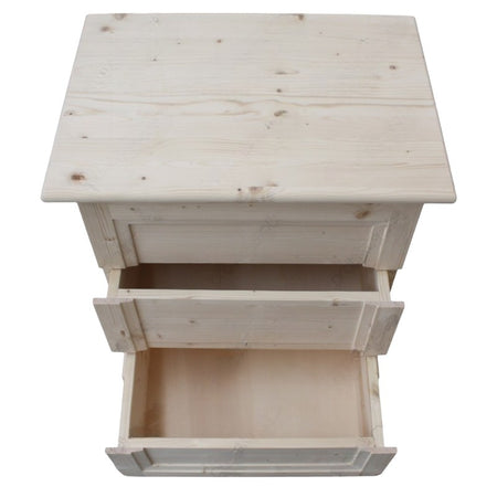 MOBILI 2G -  Comodino classico 3 cassetti legno massello abete grezzo 55x39x64 (3359)