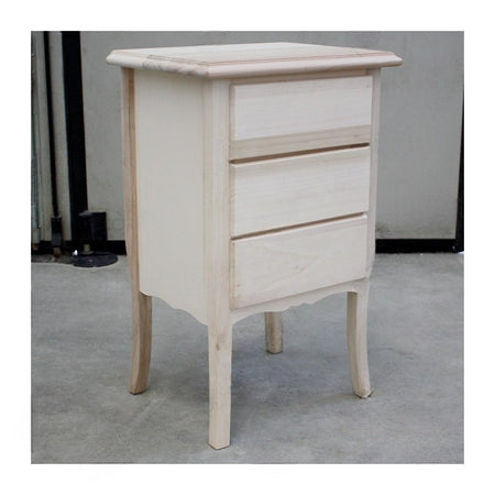 MOBILI 2G -  Comodino classico 3 cassetti legno grezzo 45x34x71 (3022)