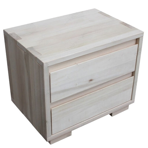 MOBILI 2G -  Comodino 2 cassetti legno massello grezzo 55x38x46 (3214)
