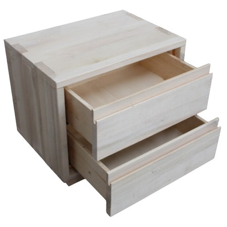 MOBILI 2G -  Comodino 2 cassetti legno massello grezzo 55x38x46 (3214)