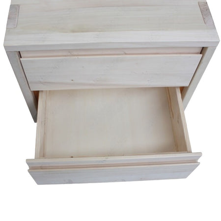 MOBILI 2G -  Comodino 2 cassetti legno massello grezzo 55x38x46 (3214)