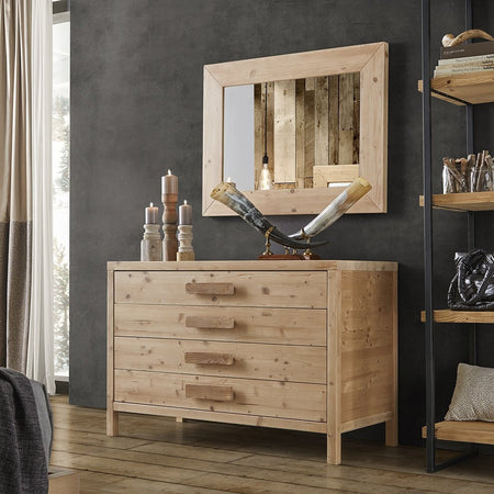 MOBILI 2G -  Cassettiera classica 4 cassetti legno massello abete grezzo 120x55x80 (3303)