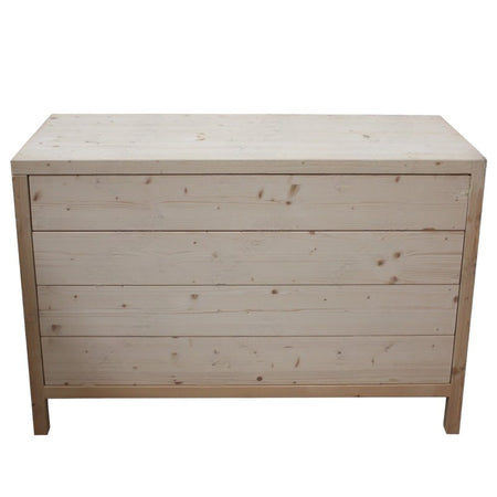 MOBILI 2G -  Cassettiera classica 4 cassetti legno massello abete grezzo 120x55x80 (3303)
