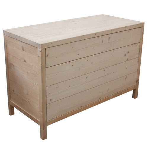 MOBILI 2G -  Cassettiera classica 4 cassetti legno massello abete grezzo 120x55x80 (3303)