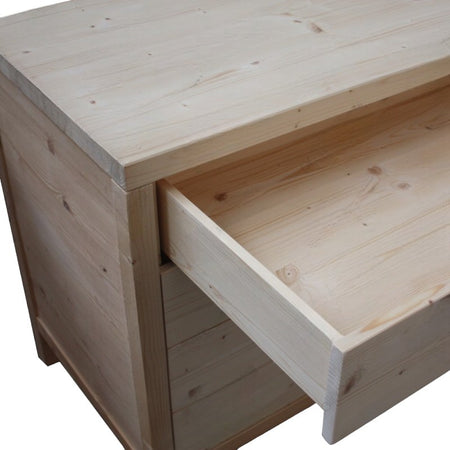 MOBILI 2G -  Cassettiera classica 4 cassetti legno massello abete grezzo 120x55x80 (3303)