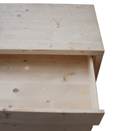 MOBILI 2G -  Cassettiera classica 4 cassetti legno massello abete grezzo 120x55x80 (3303)