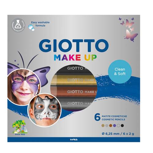 Set 6 Matite Cosmetiche Make Up Colori Metal Mina Da D 6,5Mm Giotto