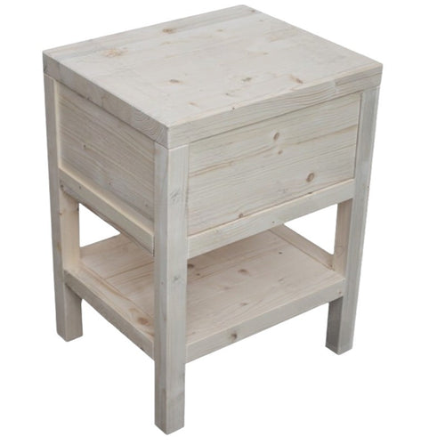 MOBILI 2G -  Comodino 1 cassetto 1 ripiano legno massello abete grezzo 45x38x60 (3304)