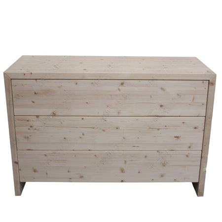 MOBILI 2G -  Cassettiera classica 3 cassetti legno massello abete grezzo 120x50x80 (3317)