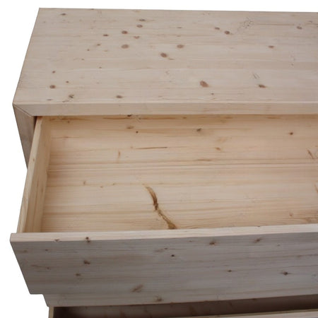 MOBILI 2G -  Cassettiera classica 3 cassetti legno massello abete grezzo 120x50x80 (3317)