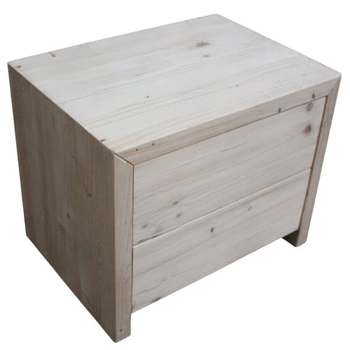 MOBILI 2G -  Comodino classico 2 cassetti legno massello abete grezzo 55x40x45 (3318)