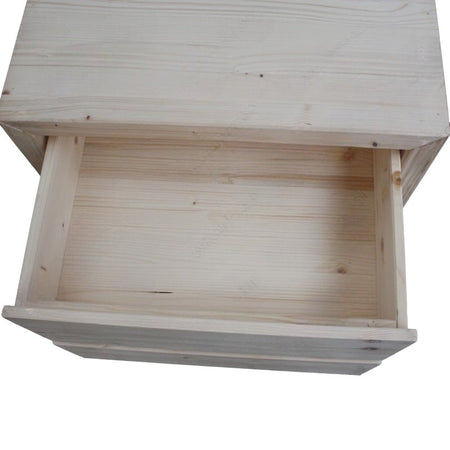 MOBILI 2G -  Comodino classico 2 cassetti legno massello abete grezzo 55x40x45 (3318)