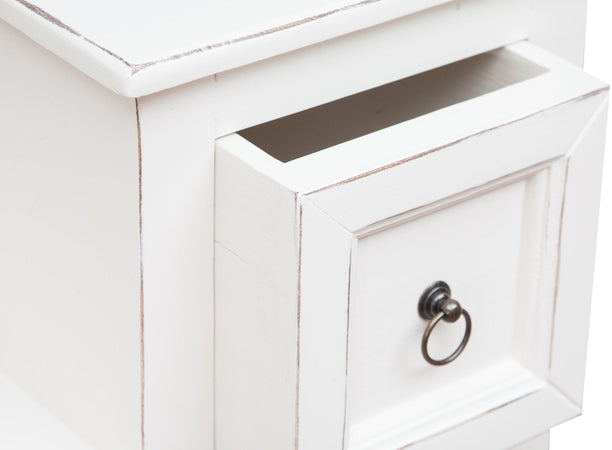 Biscottini Cassettiera Scala Legno Massello Tiglio Bianco Anticato 94x41x97 Biscottini