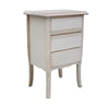 MOBILI 2G - Comodino 3 Cassetti shabby Legno Massiccio bianco 45x34X71 (3022)