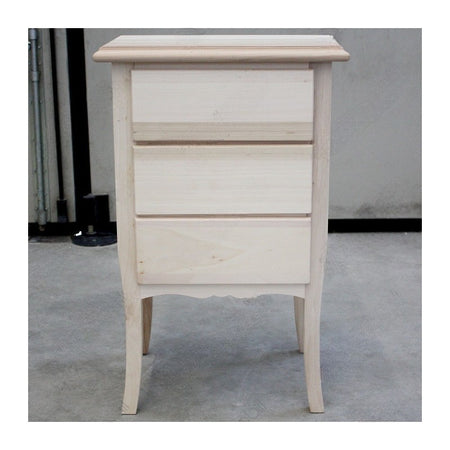 MOBILI 2G - Comodino 3 Cassetti shabby Legno Massiccio bianco 45x34X71 (3022)