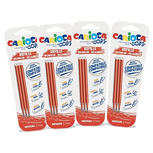 Carioca Set Refill Oops Rosse, 12 Pezzi