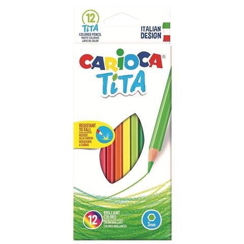 Carioca Tita, Matite Colorate, Set di Matite in Resina Esagonali, 12 pz
