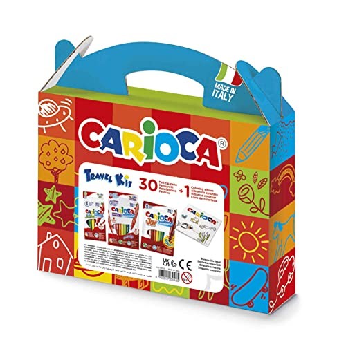 Carioca Travel Kit, Valigetta con Colori in Plastica+ album da colorare