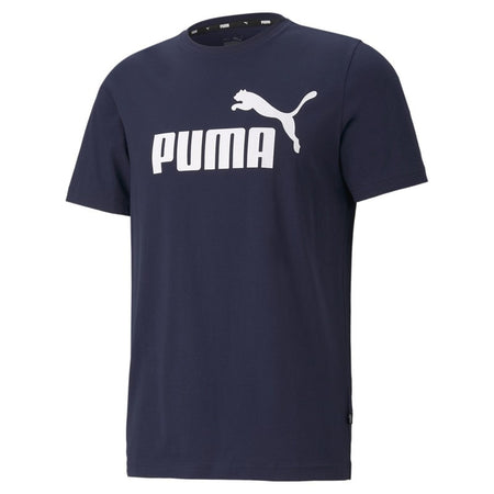 PUMA Logo Ess Tee Maglietta, Peacoat, Uomo