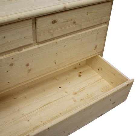 MOBILI 2G -  Cassettiera classica 5 cassetti legno massello di abete grezzo 118x52x99 (306)