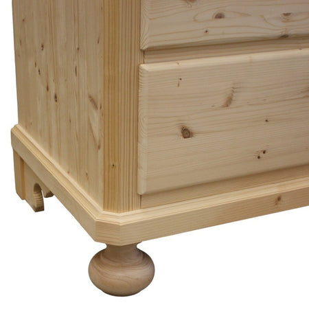 MOBILI 2G -  Cassettiera classica 5 cassetti legno massello di abete grezzo 118x52x99 (306)
