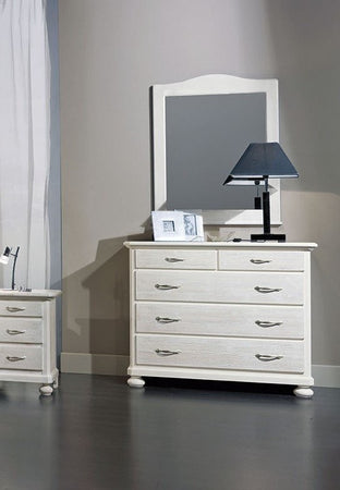 MOBILI 2G -  Cassettiera classica 5 cassetti legno massello di abete grezzo 118x52x99 (306)